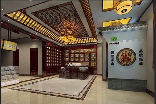 太谷古朴典雅的中式茶叶店大堂设计效果图
